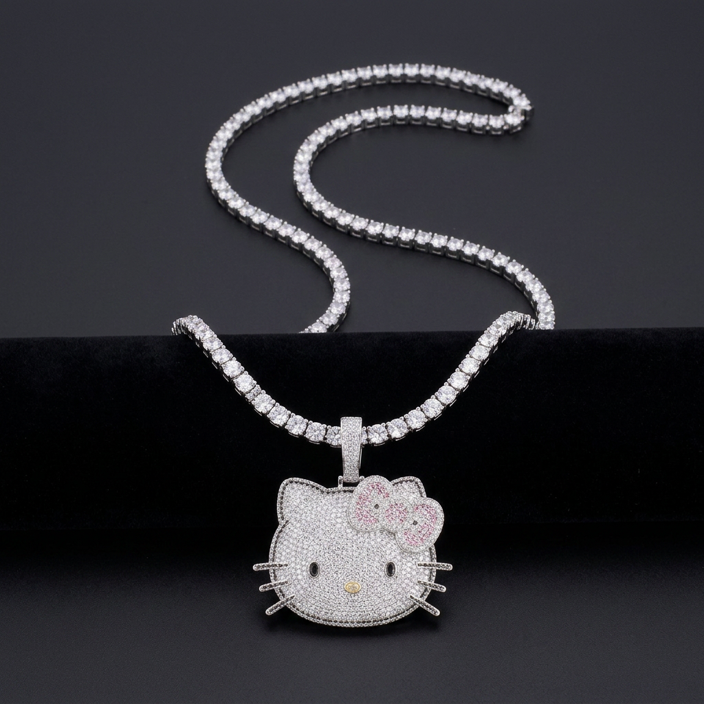 Iced Out Kitty Pendant